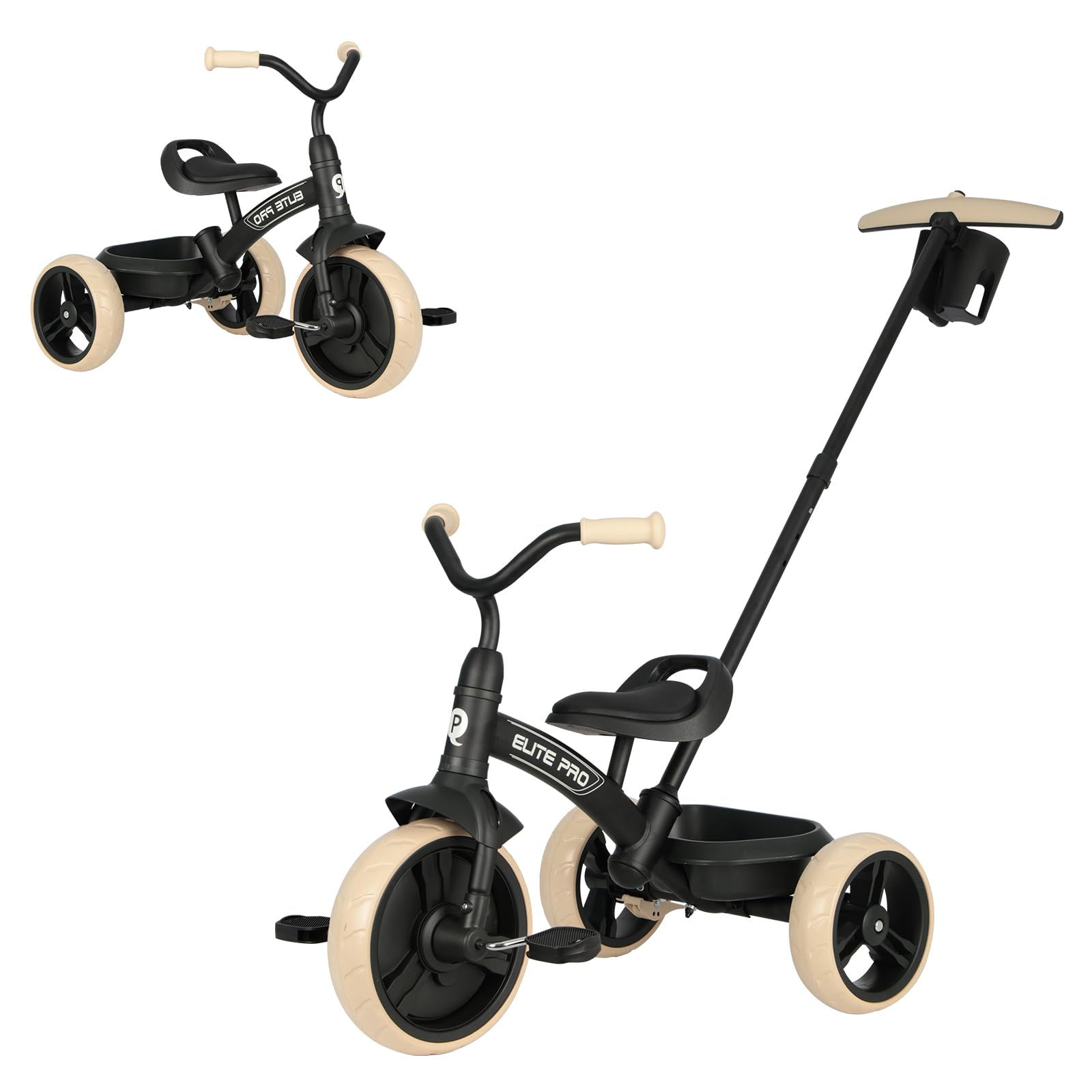 Toddler Tricycles for 2 to 6 Year olds-2 in 1 Kid's Trikes Bike with Push Handles Adjustable & Removable, Push Bike with Toy Storage Basket for Boys &