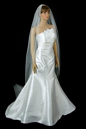 One tier rhinestone edge cathedral veil Clearance