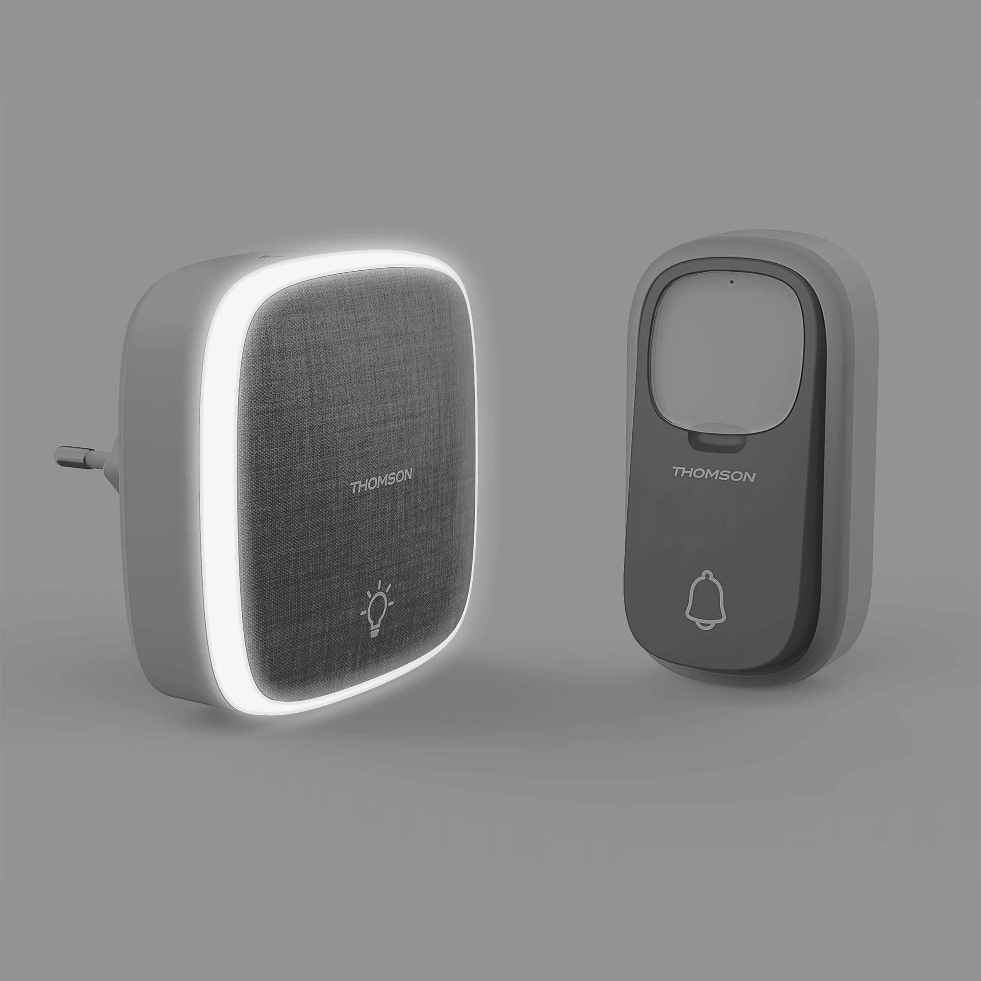 THOMSON Kinetic Halo, Sonnette sans Fil et sans Pile, Bouton cinétique, Portée 150 m en Champ Libre, Etanche IP44, Design Français