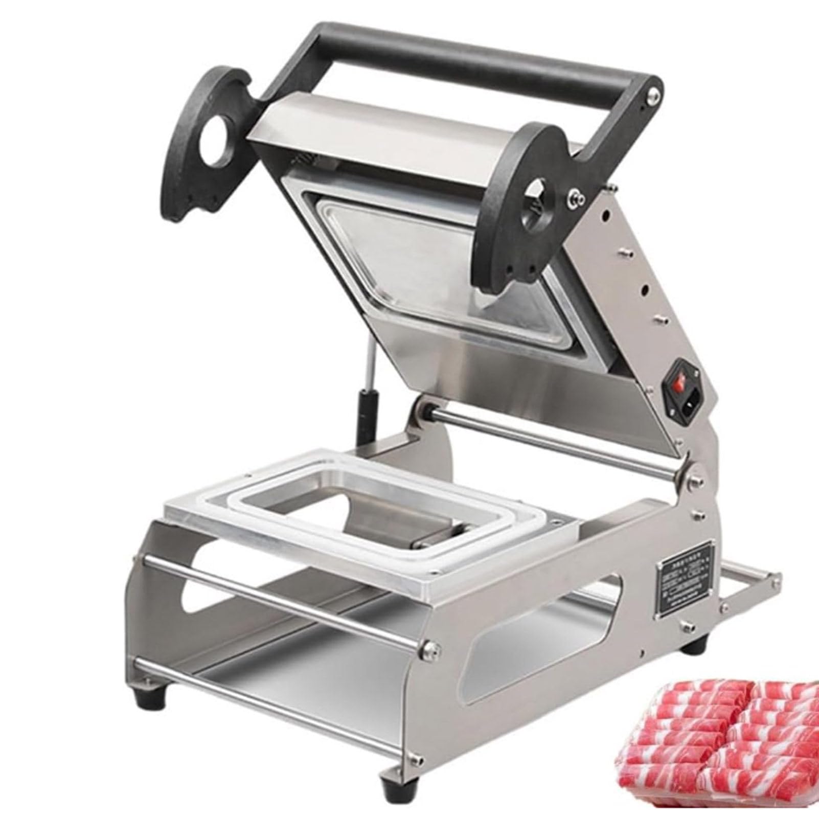 Machine de thermoscellage industrielle pour barquettes de viande, 7 à 8 emballages/minute, machine d'emballage alimentaire à pression manuelle, pour steaks, plats cuisinés, légumes, fruits, viande