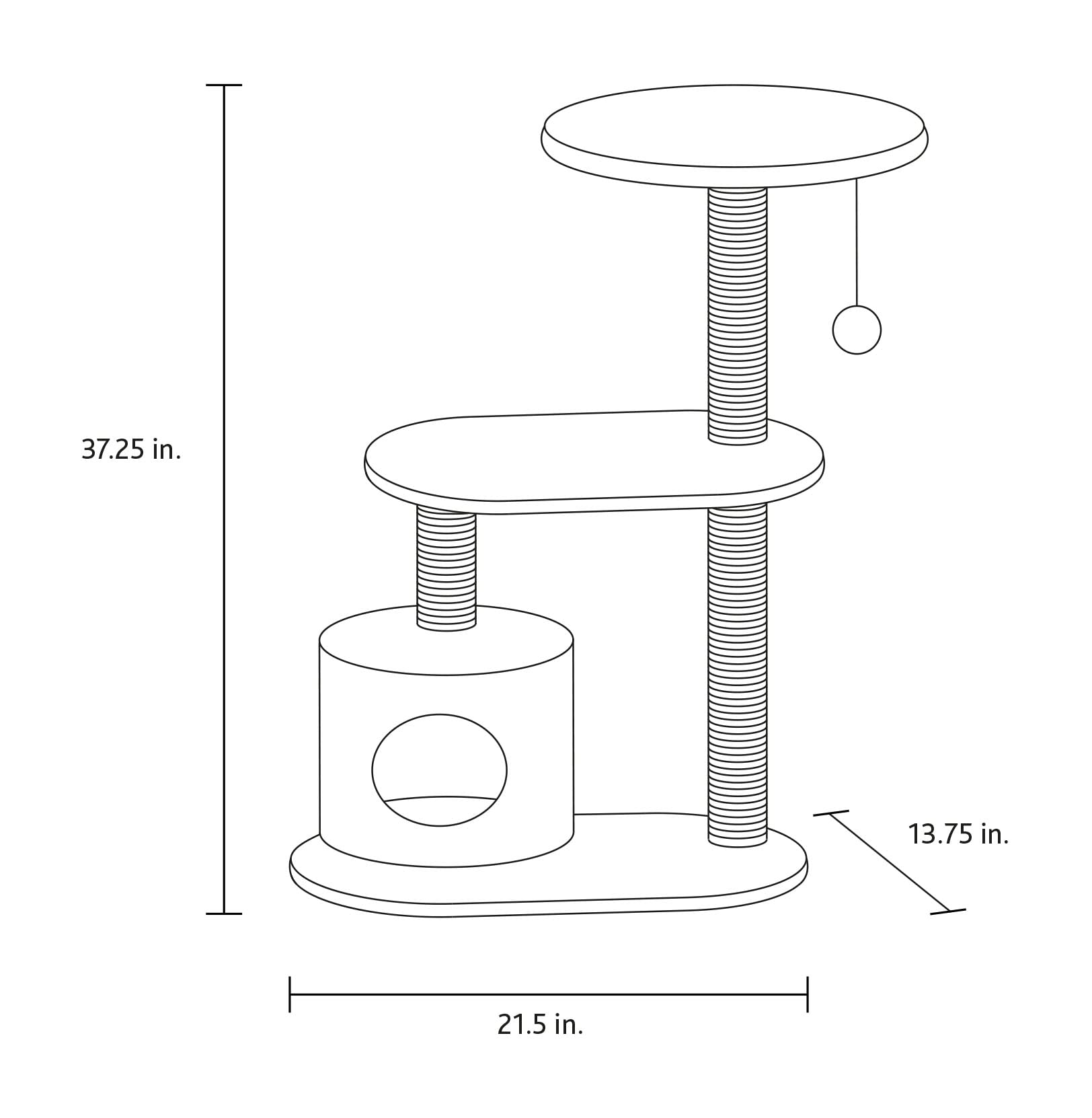 TRIXIE Casta Cat Tree with Condo | 2 Platforms | Dangling Cat Toy, Cream, 1 level