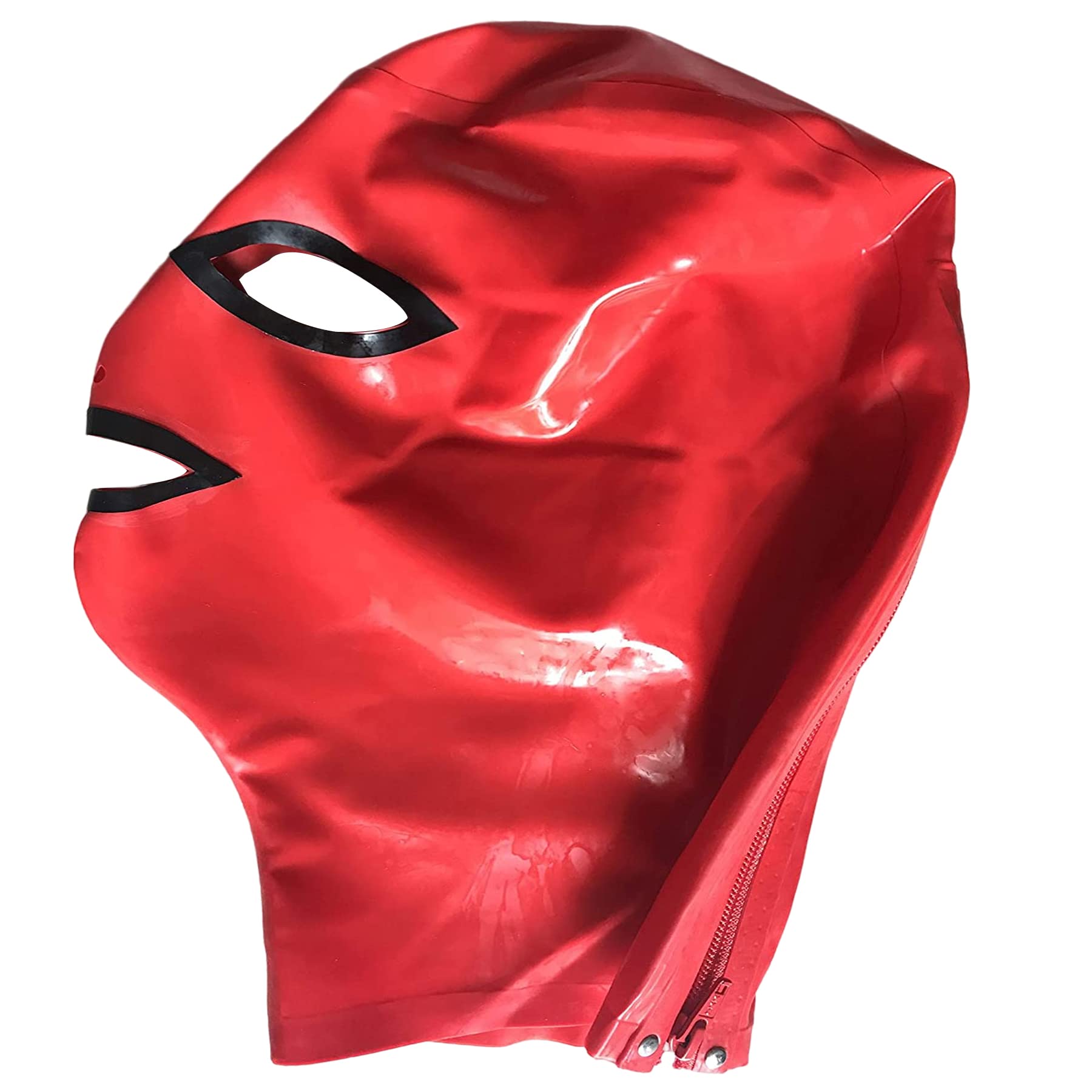 MFMYEE 100% latex Mask SM Fetish Full Red Bondage Mask, Role Play Mask
