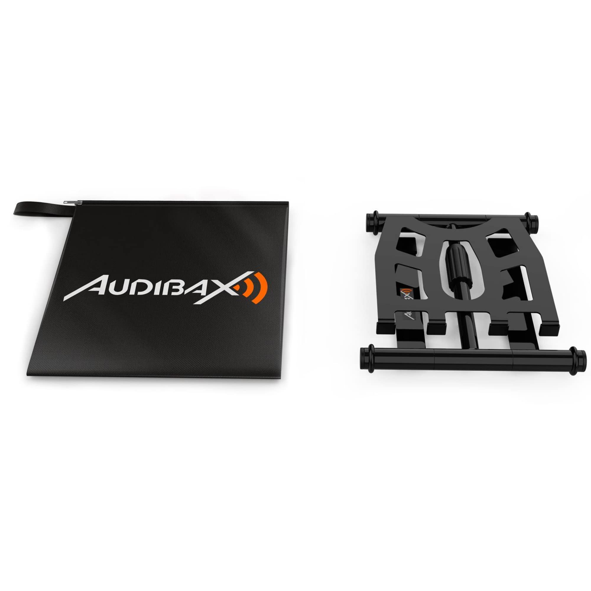 Audibax TOP-30 - Supporto per Laptop Stand per Computer Cabina DJ o di Studio - Regolabile in Altezza da 24.5 a 36 cm - Fodero Incluso - Supporto Portatile Pieghevole per DJ - Realizzato in Acciaio