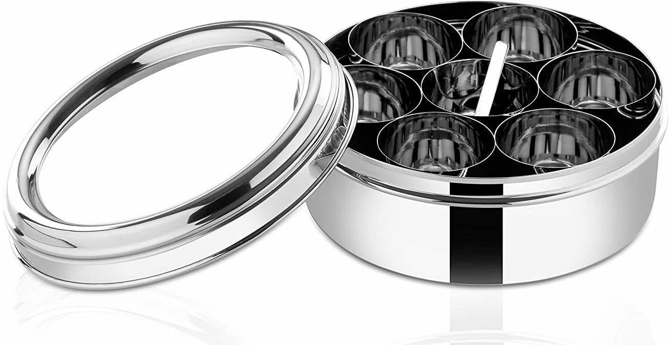 ishi spice Box Stainless Steel Masala Box for Kitchen Steel Masala