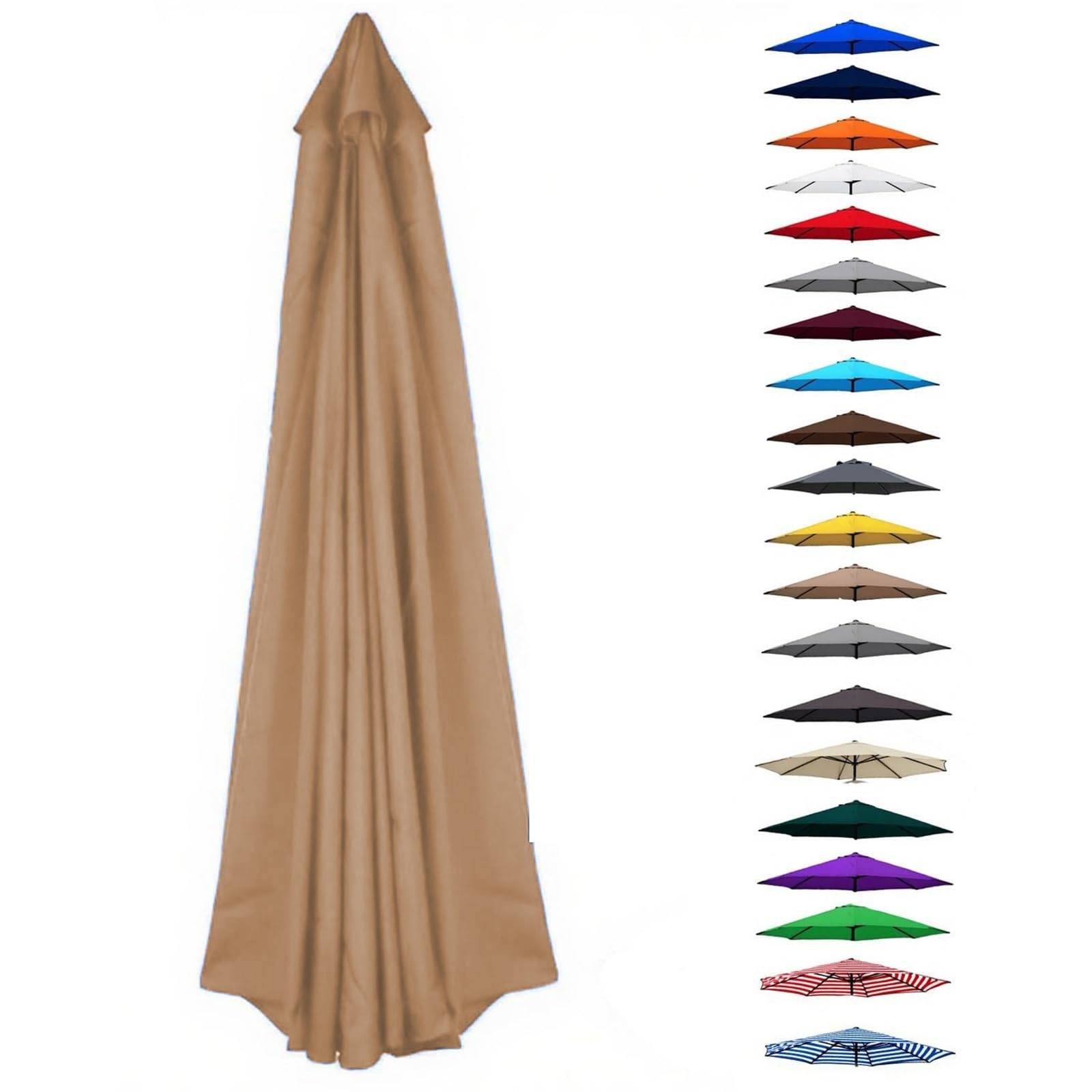 UV30+ Waterproof Garden Parasol Umbrella 2.0-4.0M – Outdoor Sun Shade Canopy For Patio Beach Pool Lawn & Deck – 6/8 Rib Design(Light Brown,(6Rib) 2.5m/8.2ft) — image 1