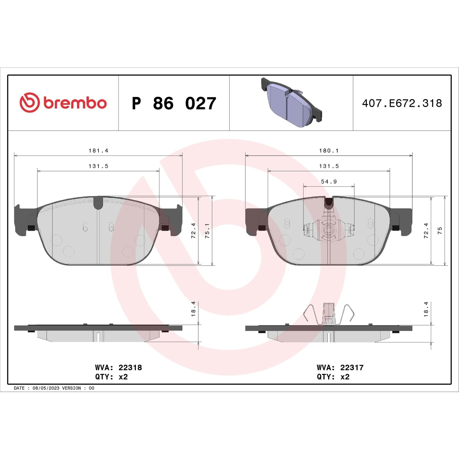 Brembo P 86 027 Pastillas de freno