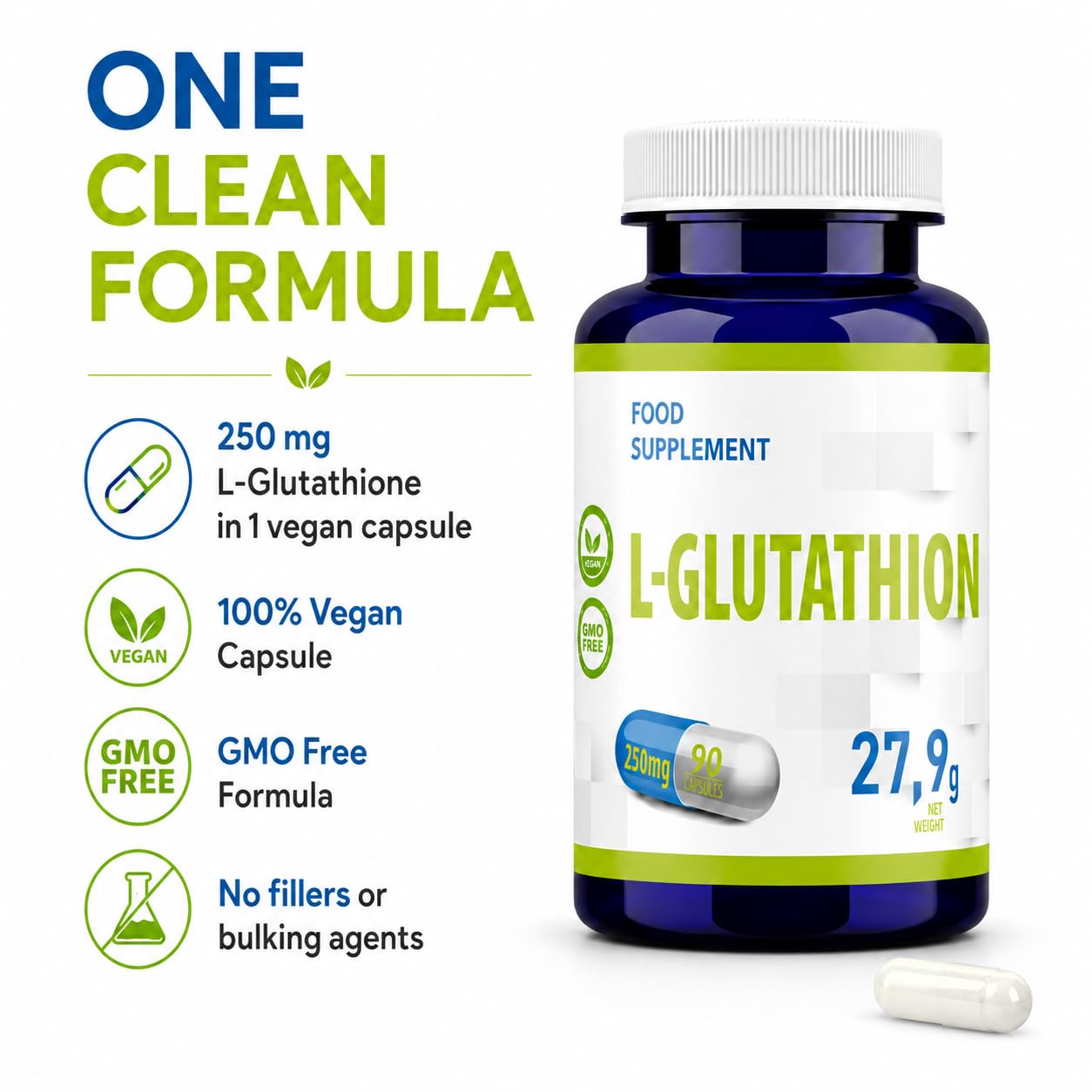 Hepatica L-Glutathion | 250 mg | 90 gélules végétales | cure de 3 mois | GMP & Testé en Laboratoire Indépendant