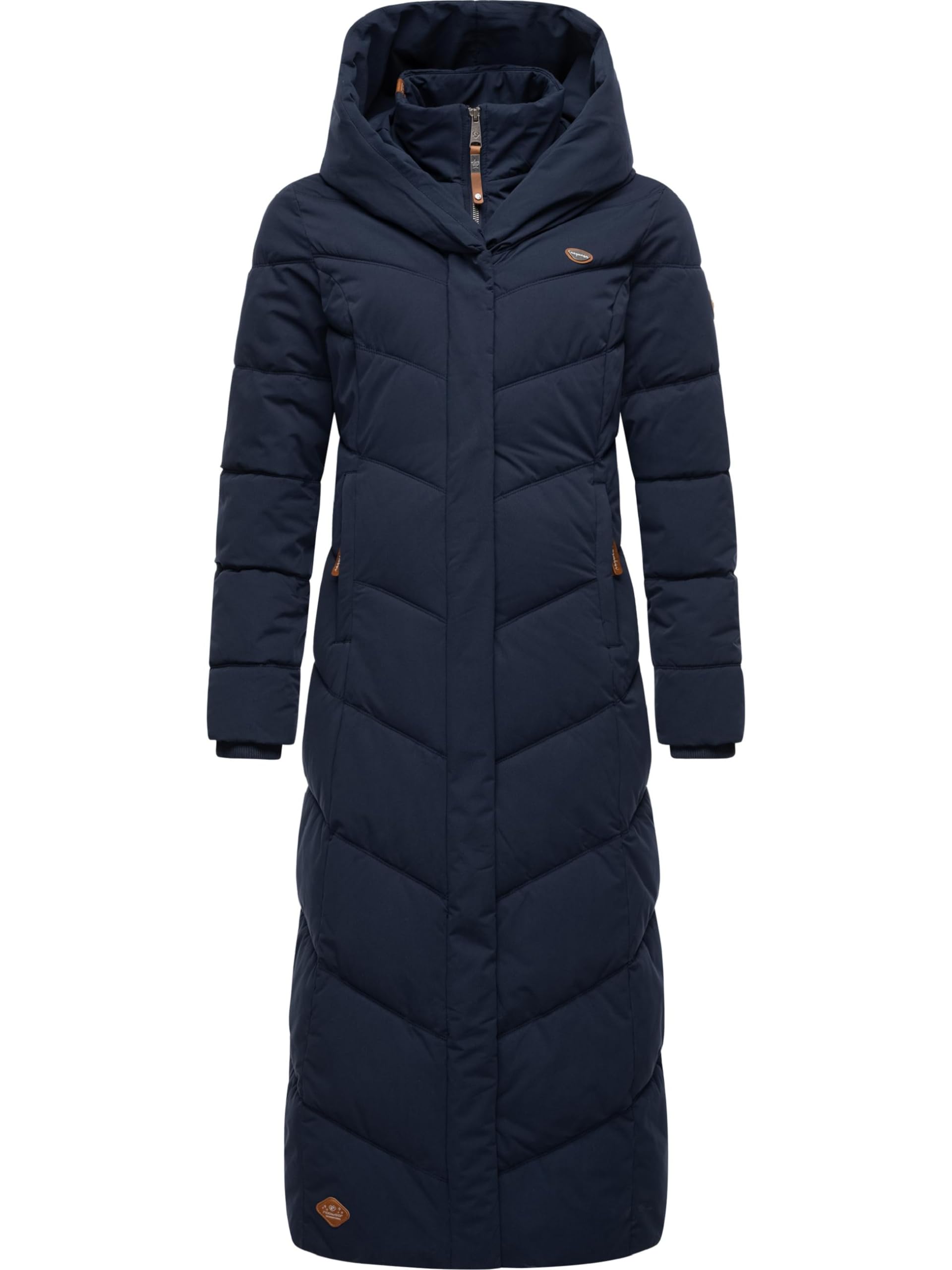 Ragwear Women's Navy Natalka Extralong Intl Winter Coat Warm Quilted Coat Extra Long With Hood Xs-6Xl, L