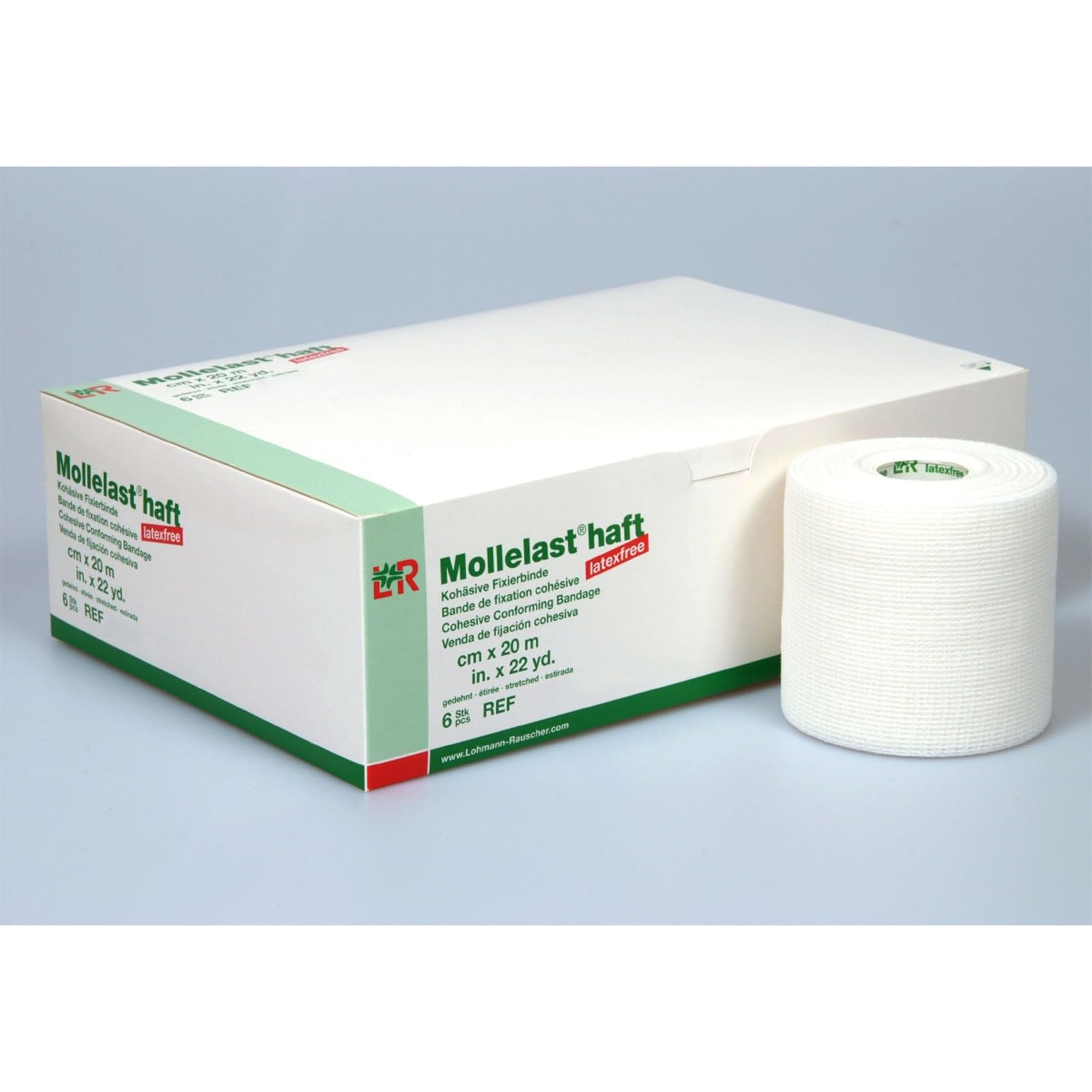 Mollelast - Compresa adhesiva sin látex, 10 cm x 20 m, color azul