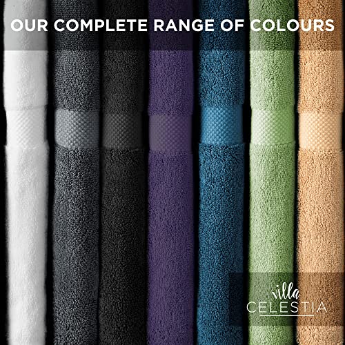 Image of Villa Celestia Cotton Hand Towels Set of 4, 16 x 28, Oeko-TEX Certified, Quick Dry, Black