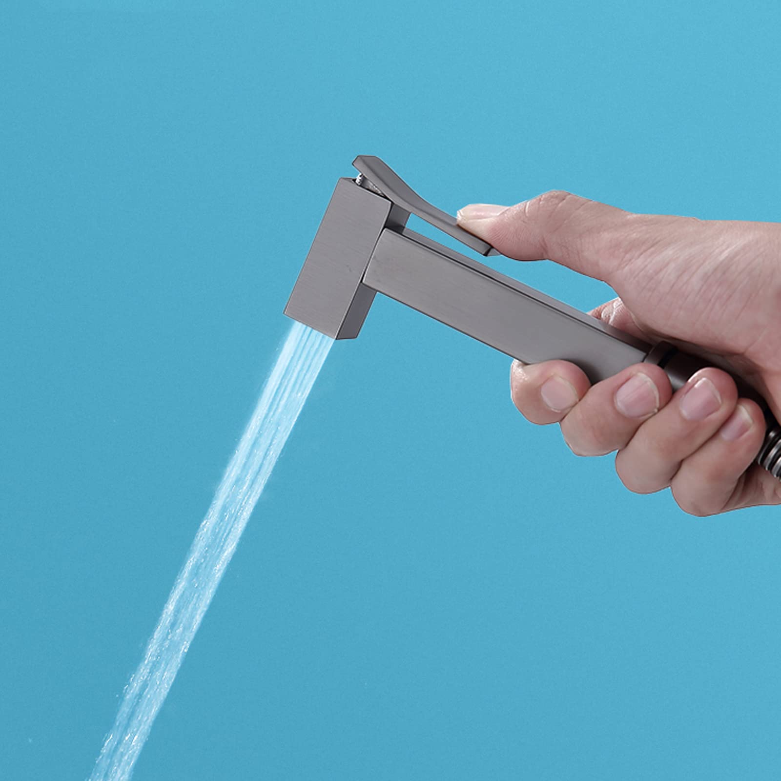 Duchas Higienicas para WC, Latón Grifo Bidet para WC Alta Presión Ducha Inodoro Portatil Ducha Bidet Montado en la Pared Ducha WC Pulverizador de Bidé de Mano con Manguera,Negro
