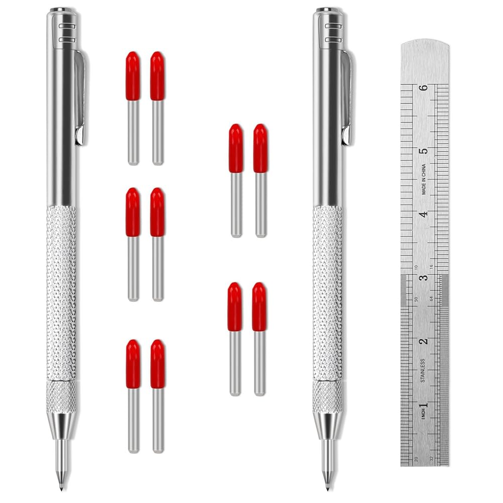 Osmond 2 Pack Metal Scribe Scriber Marking Tools Engraving Pen with Clip with Magnet, Premium Engraving Pen