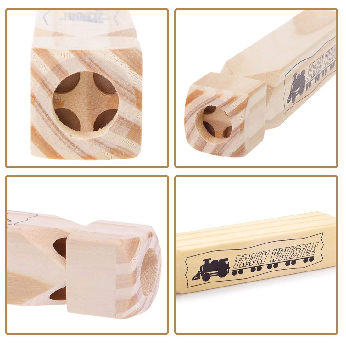 Silbato de tren para niños, paquete de 2 silbatos de madera con 4 tonos