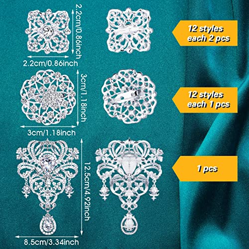 138 Pcs Flower Brooch Bouquet Pins Silver Rhinestone Brooches Diamond Brooch for Flowers Crystal Corsages Flower Straight Head Pins Bulk Christmas Brooches Jewelry Gifts for Crafting Wedding2