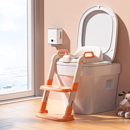Toilettensitz Kinder Mit Treppe 2-in-1 - Verstellbar Für Kinder 2-7 Jahre