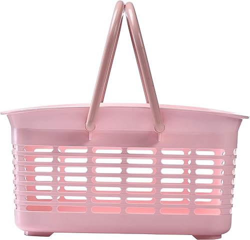 Miniatura 7 de ALINK - Cesta de ducha de plástico con asa, organizador de almacenamiento portátil para dormitorio universitario, baño, cocina - Rosa
