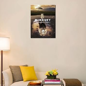 Motivation Posters Canvas Mindset is Everything Move Forward Wall Art Pictures Entrepreneur Print Artwork Painting for Office Framed Modern Canvas Wall Art 12''W x 16''H