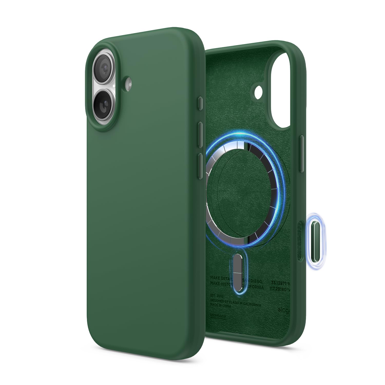 elago Cover Magnetica in Silicone Liquido per iPhone 17 (6,3") – Compatibile con MagSafe, Antiurto, Sottile, Finitura Soft-Touch (Verde Alpino)