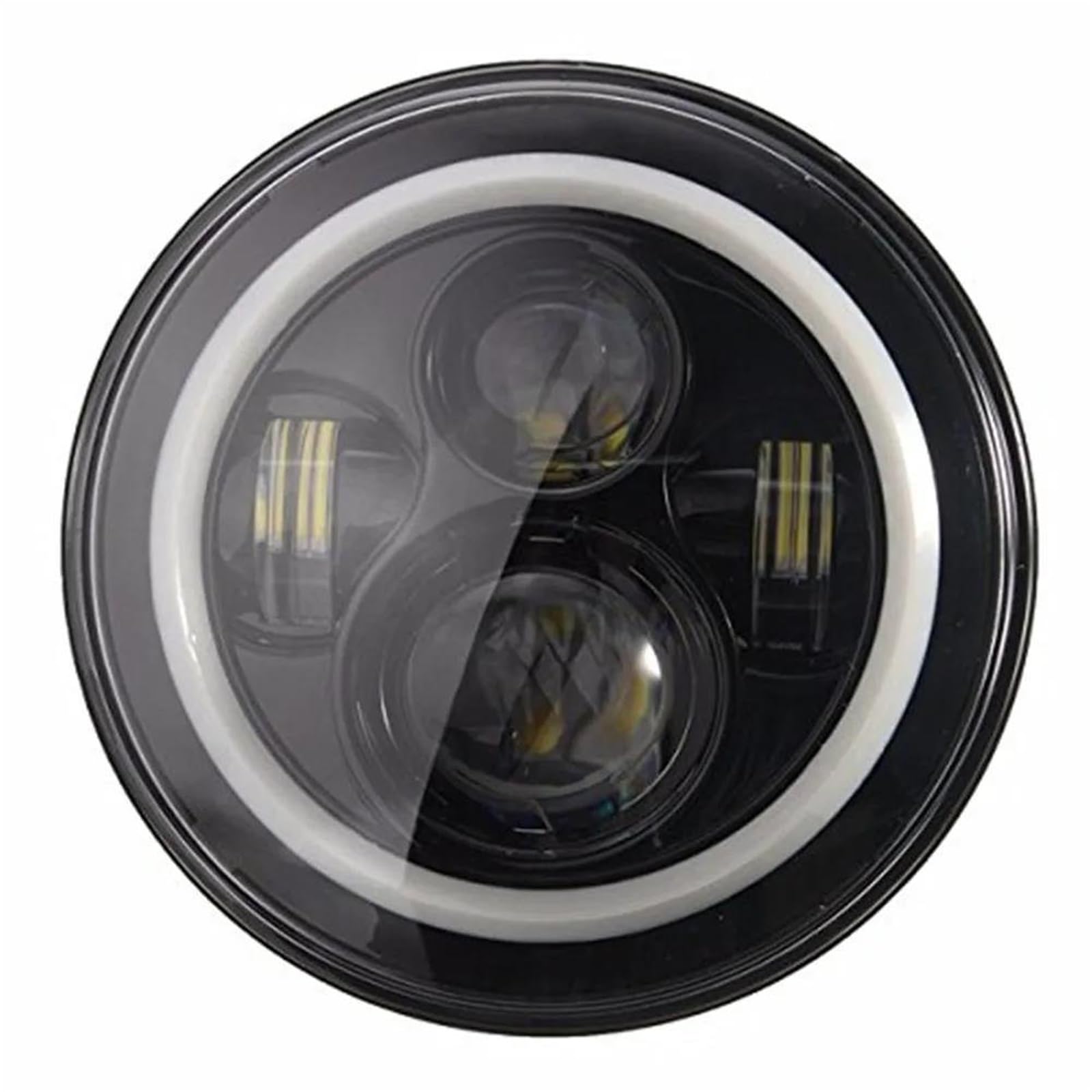 Luces de circulación Diurna Conjunto De Faros Delanteros De 7 "para Land-Rover para Defender 90 110, Kit De Faros Redondos, Accesorio Todoterreno, 2 Unidades(Black 2pcs)