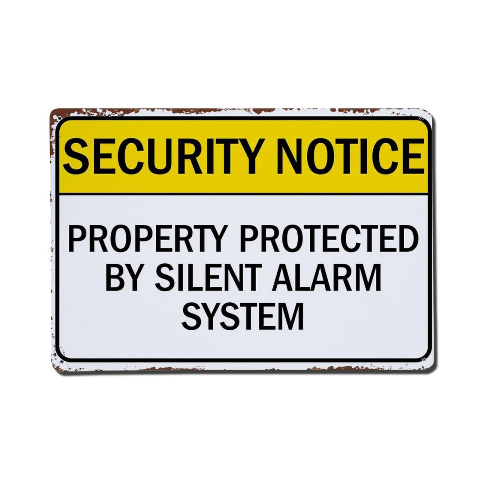 Security Notice Sign Pattern Print Tin Sign Vintage Metal Poster, Home Bar Garage Man Cave Cafe Indoor & Outdoor Wall Decoration 8x12Inches
