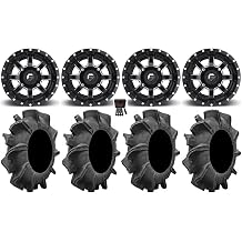 Bundle - 9 Items Fuel Maverick Black 14" Wheels 34" Assassinator Tires [4x156 Bolt Pattern 3/8x24 Lug Kit]