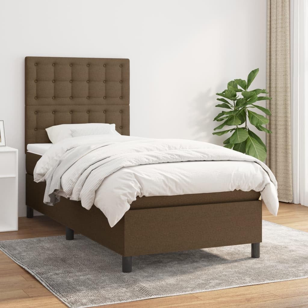 Stoff Kopfteil höhenverstellbar Boxspringbett 80x200 cm Braun