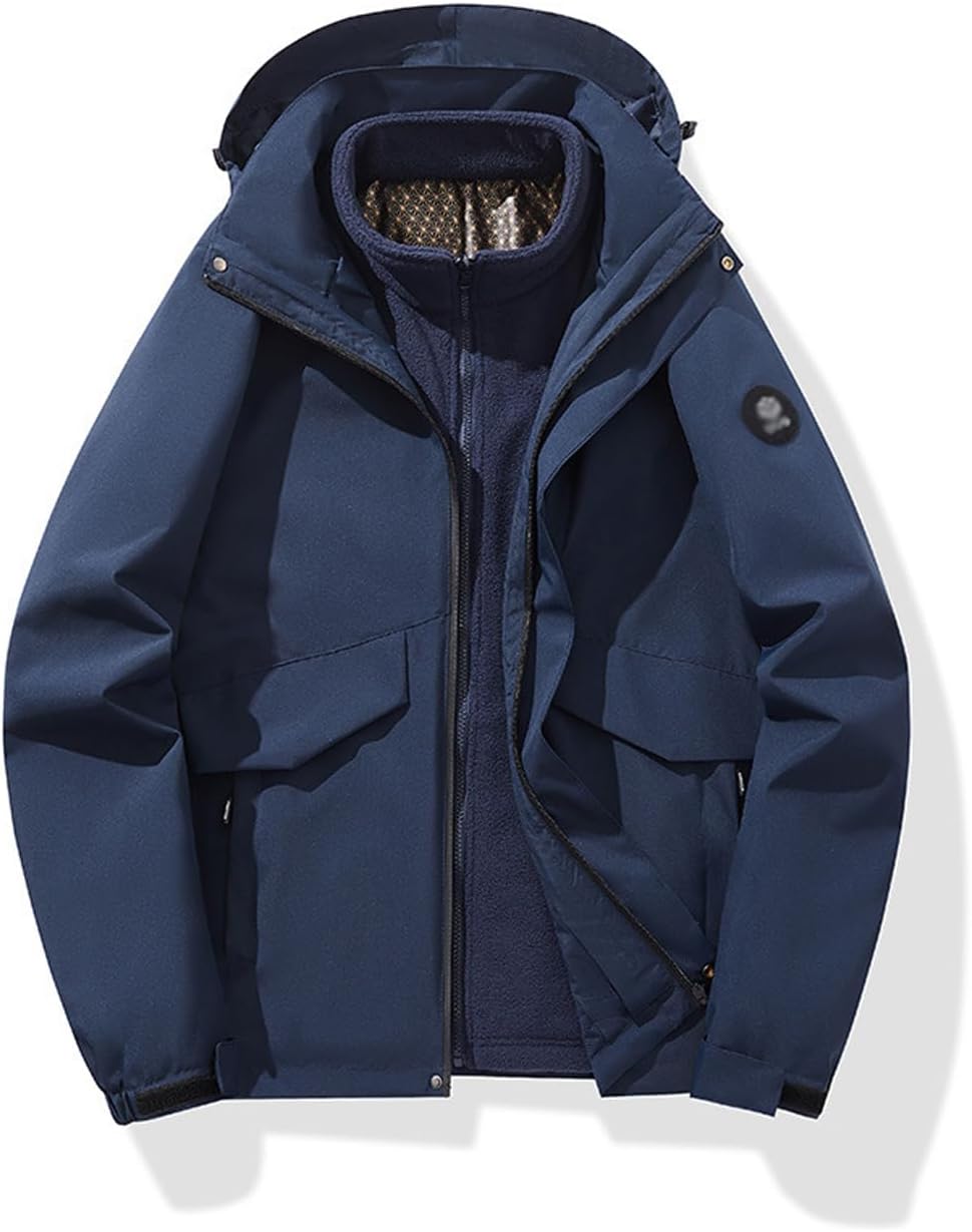 ZGZZ7 Men's Winter Outdoor 3 in 1 Detachable Snowboard Coats Hooded Athletic Thermal Hiking Skiing Jackets