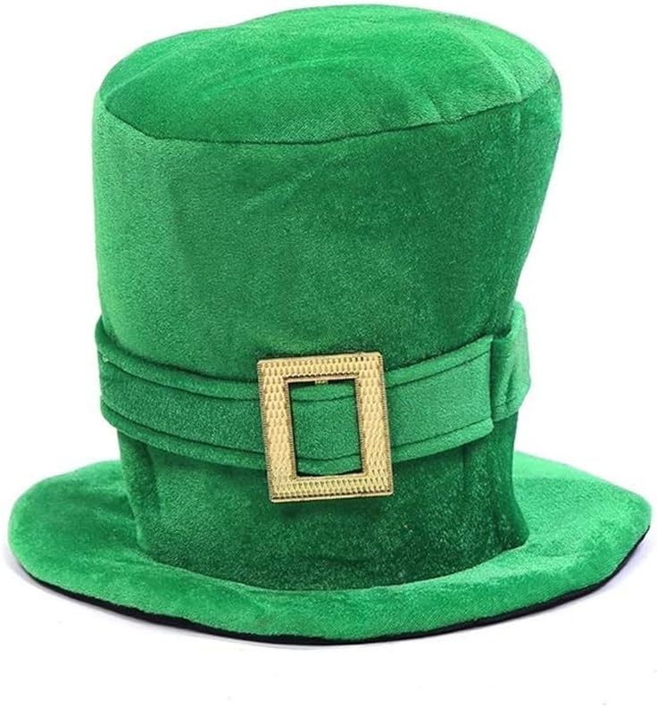 Green Plush Top Hat - St. Patrick's Day Costume Accessories Shamrock Green Hat for Men or Women