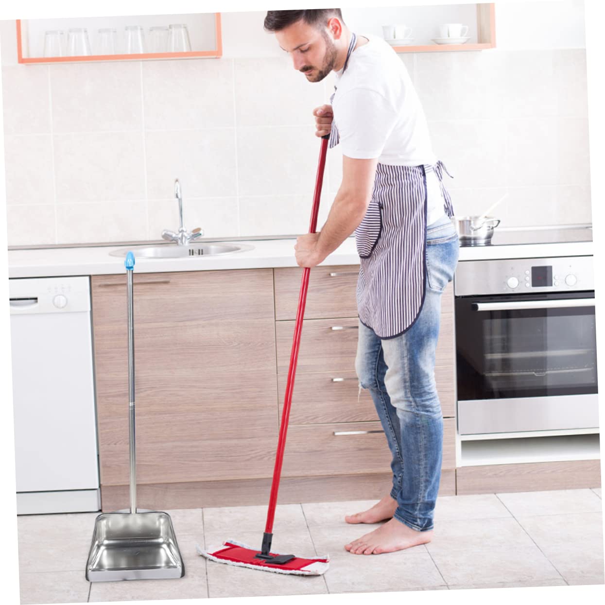 Zerodeko Edelstahl Elegantes Design Langem Griff Kehrschaufel mit Verschleißfestes Reinigungswerkzeug mit Spiegelpolierter Oberfläche für Haushalt und Küche