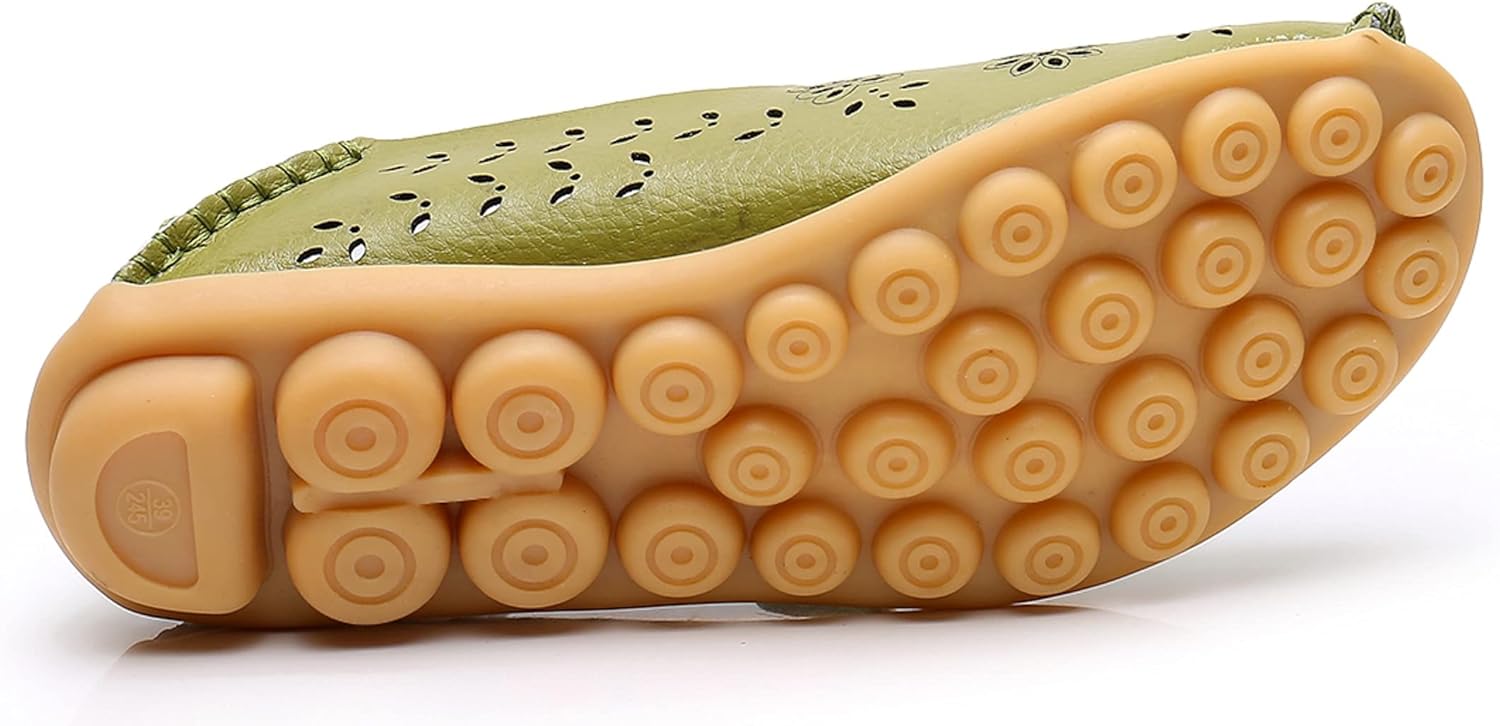 VenusCelia Women's Breathable Comfort Walking Office Flat Loafer 5 Pistac (Cutouts)