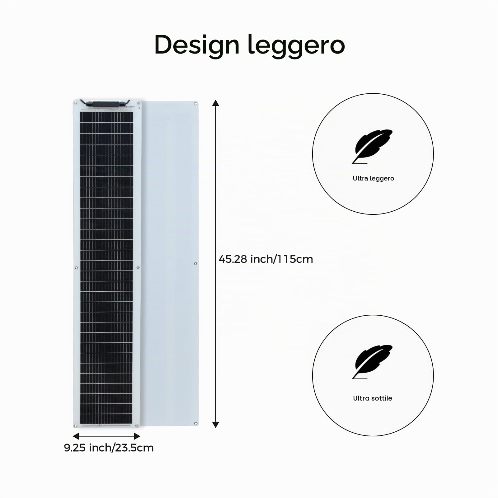 Pannello solare monocristallino flessibile da 50 W, pannello solare monocristallino, 18 V, modulo solare per batterie da 12 V, modulo fotovoltaico per tetto piatto, tetto in mattoni, balcone