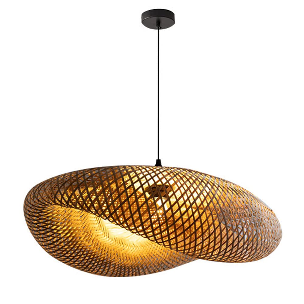 LYMSXAZOU Modern Living Room Industrial Chandelier Lights Handwoven Natural Bamboo Droplight Lighting Fixture Creative Intricate Rattan Bird Nest Lampshade For Bar Cafe