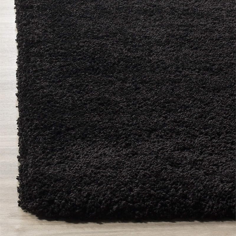 Image of FIASCO Shaggy Carpet Ultra Soft Microfiber | 2 Inches Pile Height Back in Canvas Shaggy Carpet for Living Room | Bedroom | Hall | Guest Room | 9x12 Feet Black
