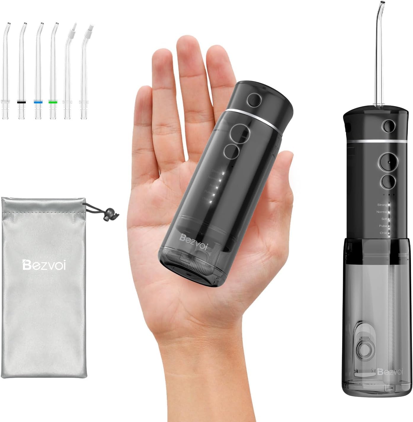 Mini idropulsore portatile senza fili: 5 modalità di viaggio con serbatoio telescopico, irrigatore orale impermeabile IPX7 per la pulizia dei denti delle gengive, ortodontico, cura delle parentesi