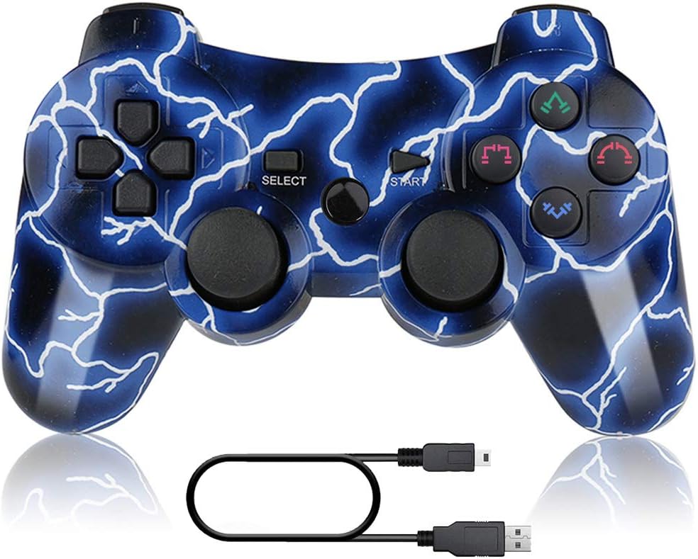 Ps3 Controller Wireless Thunderbolt Style Wireless Gaming Playstation Ps3 Upgrade Gamepad Joystick With Dual Motors 6 Axis Sensing Control Charger Cord Amazon Ca Electronics