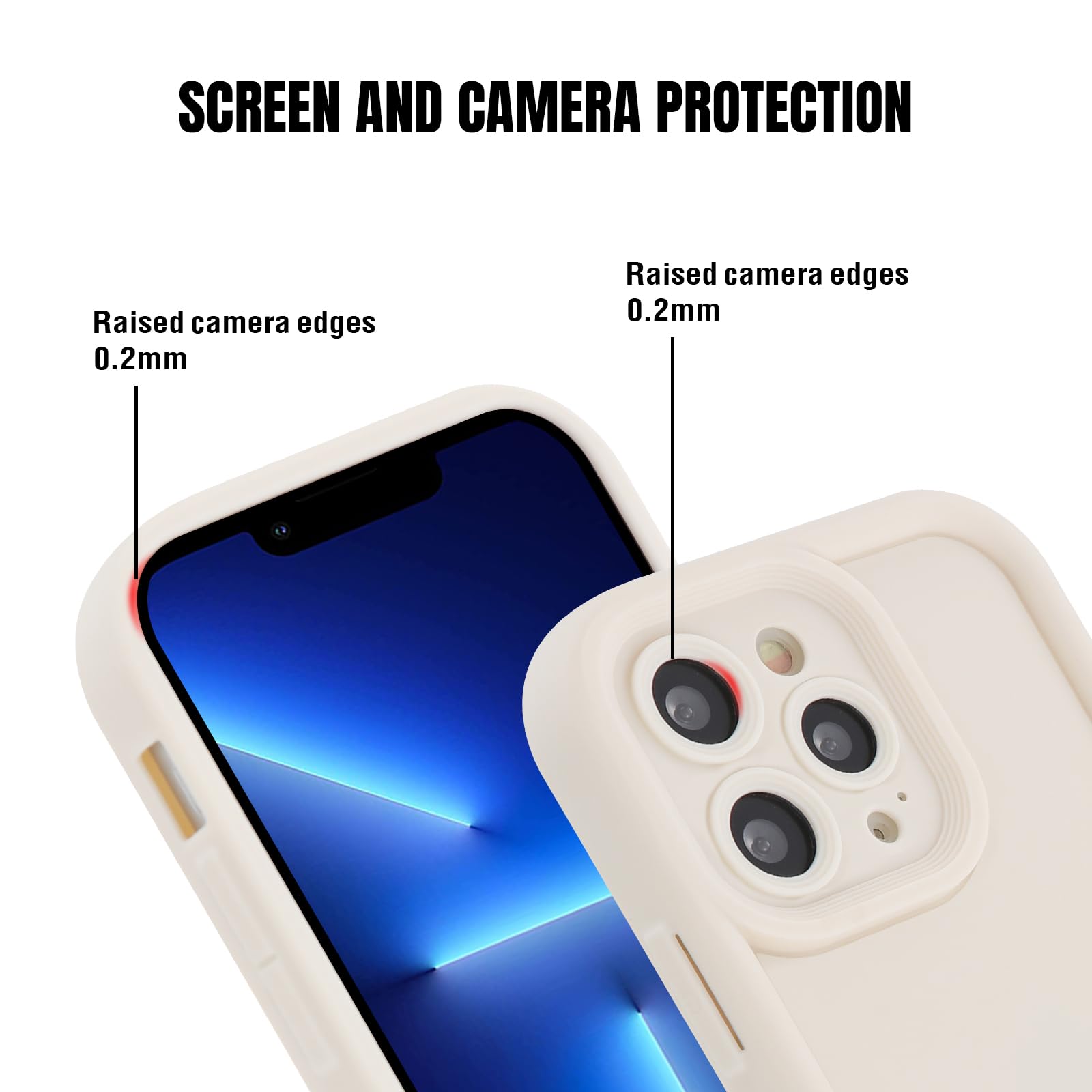 Coalbooliy Cover per iPhone 13 Pro Max 6,7 con Cordino per Cellulare, Custodia con cornice ondulata Sottile Morbida in Silicone Protettiva Case onde Wave Frame Cover con Regolabile Collana, Nero
