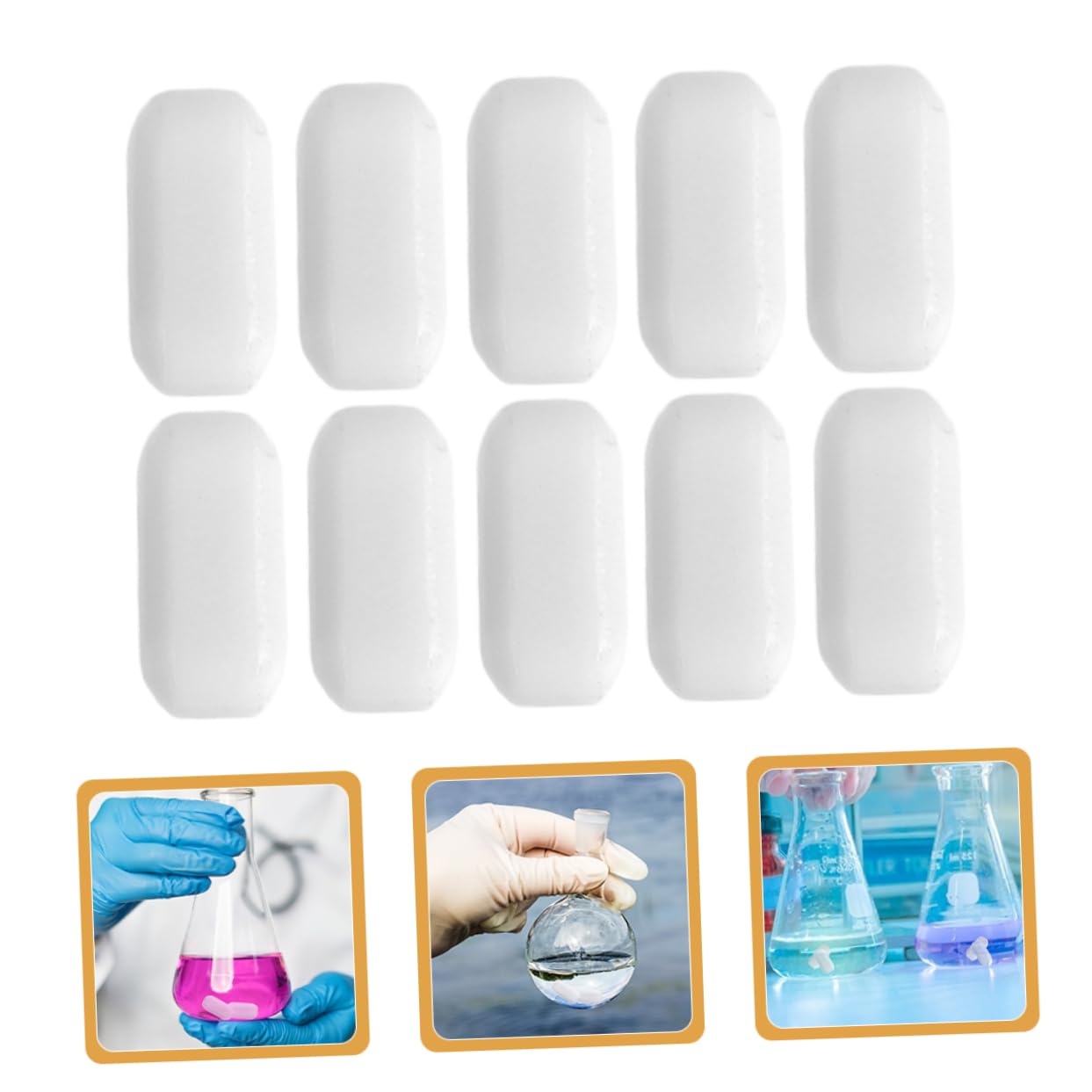 Barra Agitadora Magnética Cilíndrica de Ptfe, 10 Piezas | Laboratorio, Alta Fiabilidad y Seguridad Mejorada, Formato de Varilla Compatible Agitación