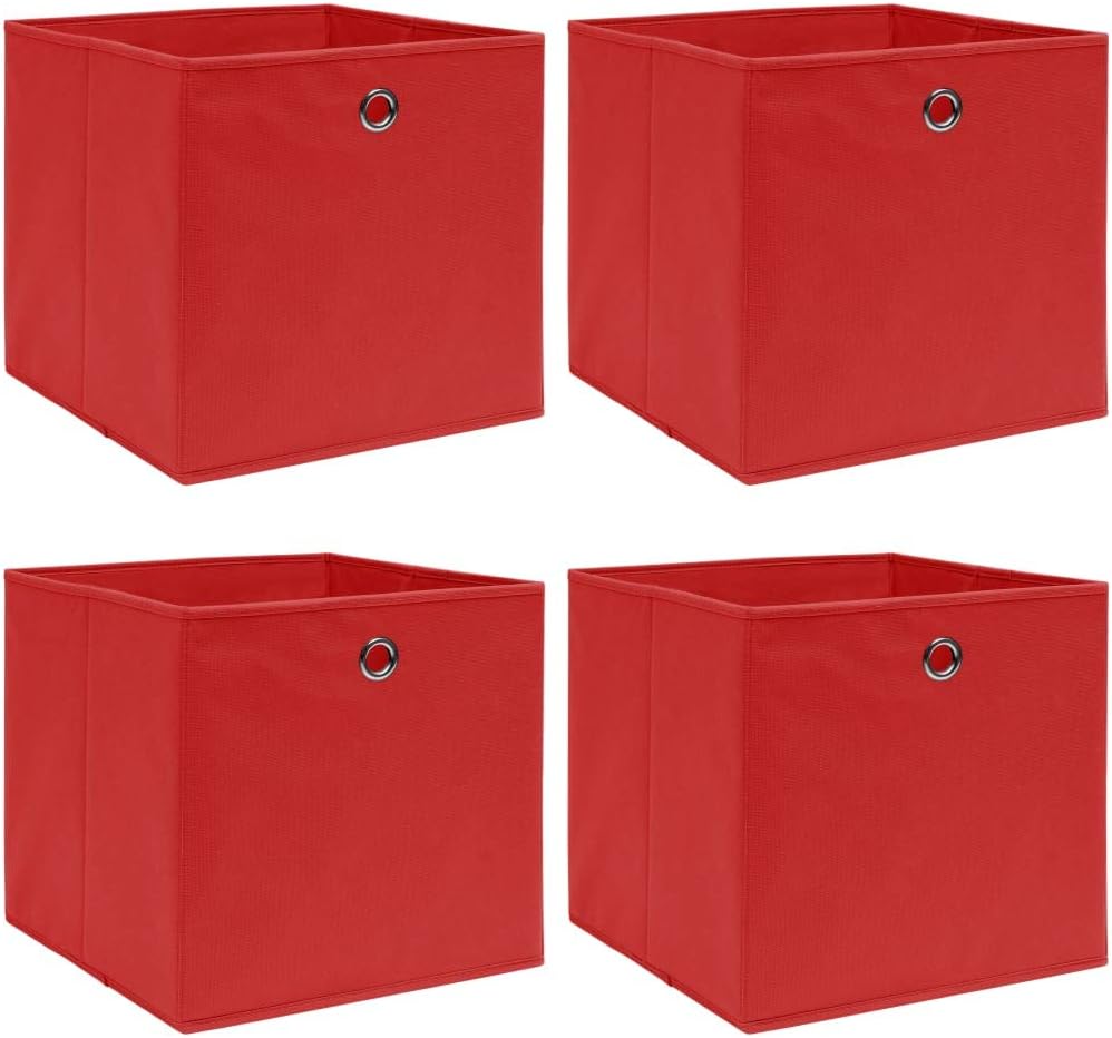 Foldable Storage Box Set of 4, Cream Non-Woven Fabric Organizer for Bedroom, Space-Saving Collapsible Design for Clothes, Socks, and Underwear, Durable Polyester Storage