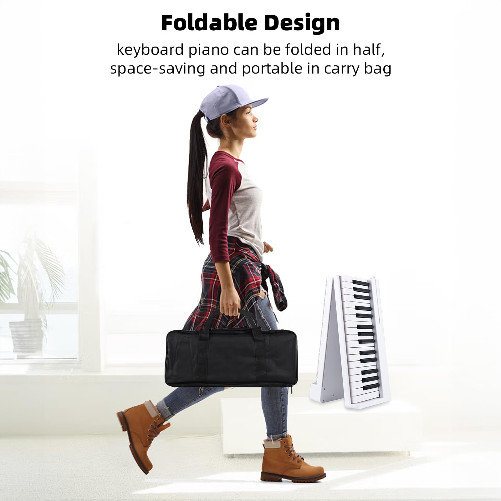 Amazon | 電子オルガン、JUANZI 61鍵折りたたみ式電子ピアノ 多機能