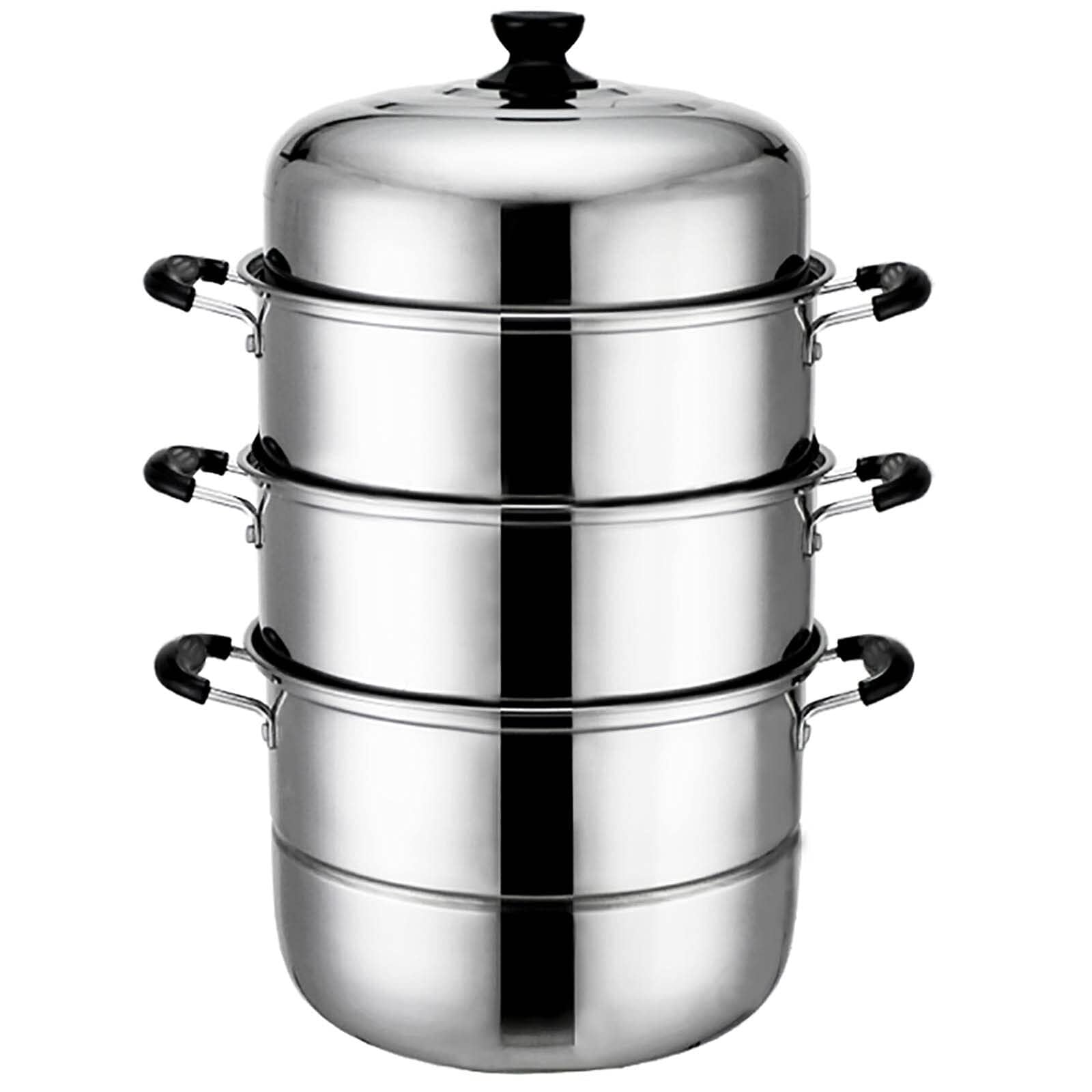 GTHTUHFD Stainless Steel Steamer Pot, Extra-Thick Soup Pot With Lid, Multi-Layer Cookware For Boiling, Steaming, Stewing,36Cm,36Cm (Size_Name 38Cm),size_name-38cm