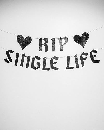 Miniatura 5 de xo, Fetti RIP Single Life - Cartel con purpurina – Negro, 5 pies | Decoraciones de despedida de soltera, fondo divertido de despedida de soltera,