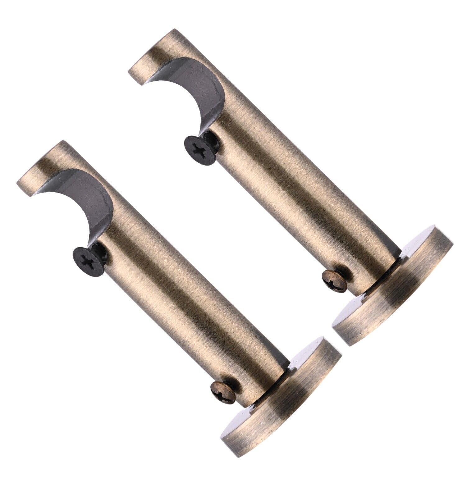 Lister Cartwright Antique Brass(Barrel Bracket) 19Mm Curtain Pole Brackets With Adjustable Screws Metal Finish (Pack Of 2)