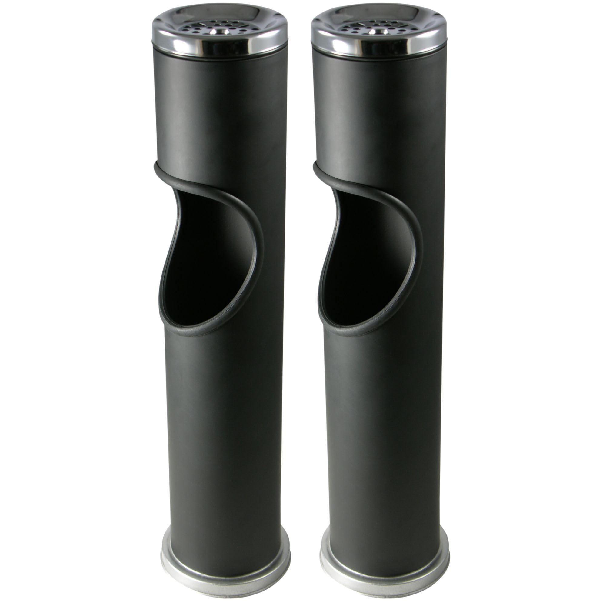 Novaliv 2 ceniceros de pie para exteriores, color negro, 46,5 cm de alto, 9,5 cm de diámetro, 2 en 1 para residuos de basura y cigarrillos, para exteriores, cubo de basura con cenicero, soporte para