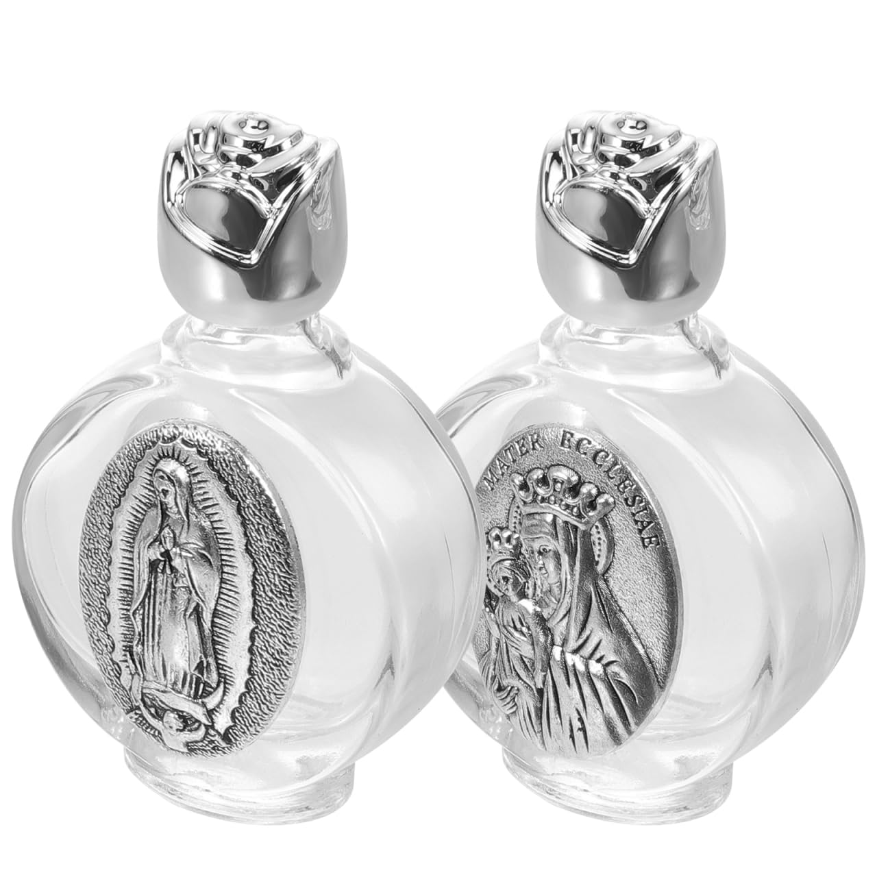 Angoily 2 botellas de agua de cristal, recipiente de agua rellenable, dispensador de agua católica, recipiente de perfume vacío, para fiesta de bautizo católica de Halloween,