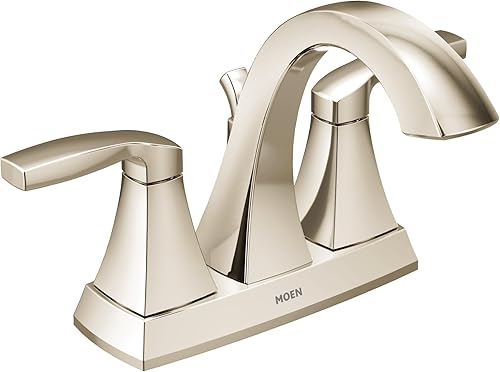 Moen 6901NL Voss - Grifo de baño con dos manijas de arco alto, níquel pulido
