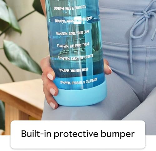 Miniatura 6 de Takeya Tritan - Botella de agua motivacional de 32 onzas con tapa con popote, duradera, sin BPA, con marcador de tiempo, a prueba de fugas y