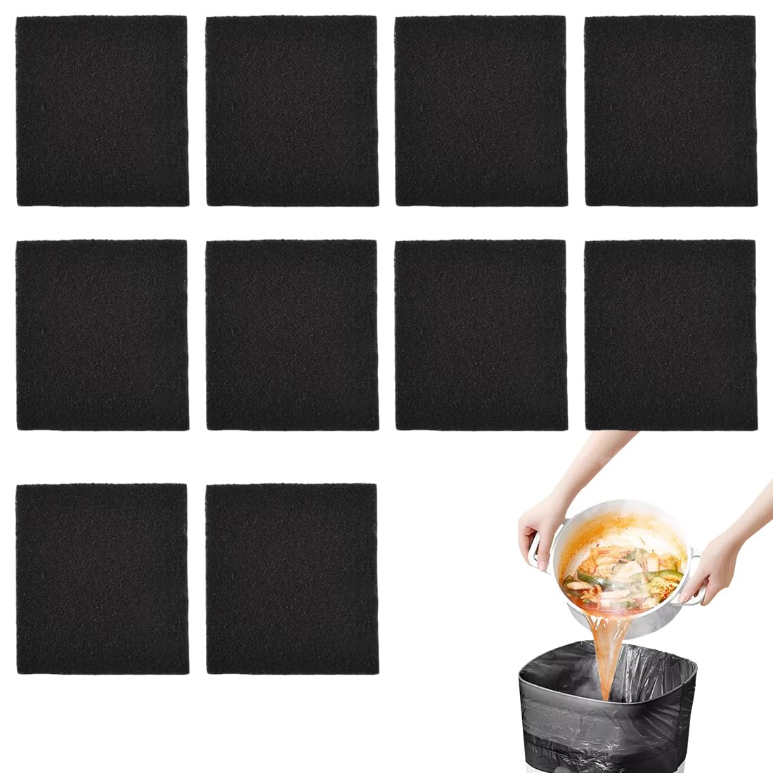 ZORVYN 10 Pezzi Filtri a Carbone Attivo Ideali per Contenitori Compost Elimina Efficacemente gli Odori e Migliora la Qualità dell'Aria Filtro Quadrato per Compostiera