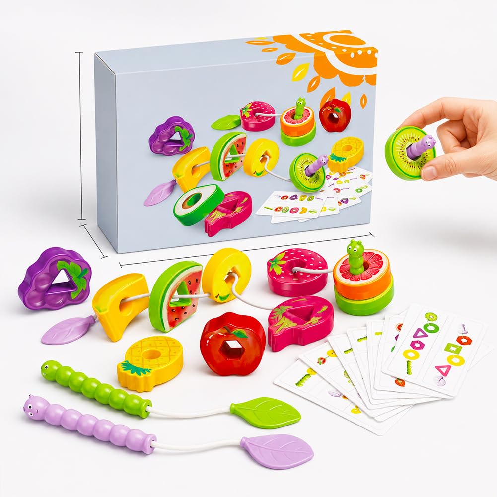 Kouipoie Fruit Threading Toys Montessori Lacing Beads for Toddlers Age 2-6 - Image 5