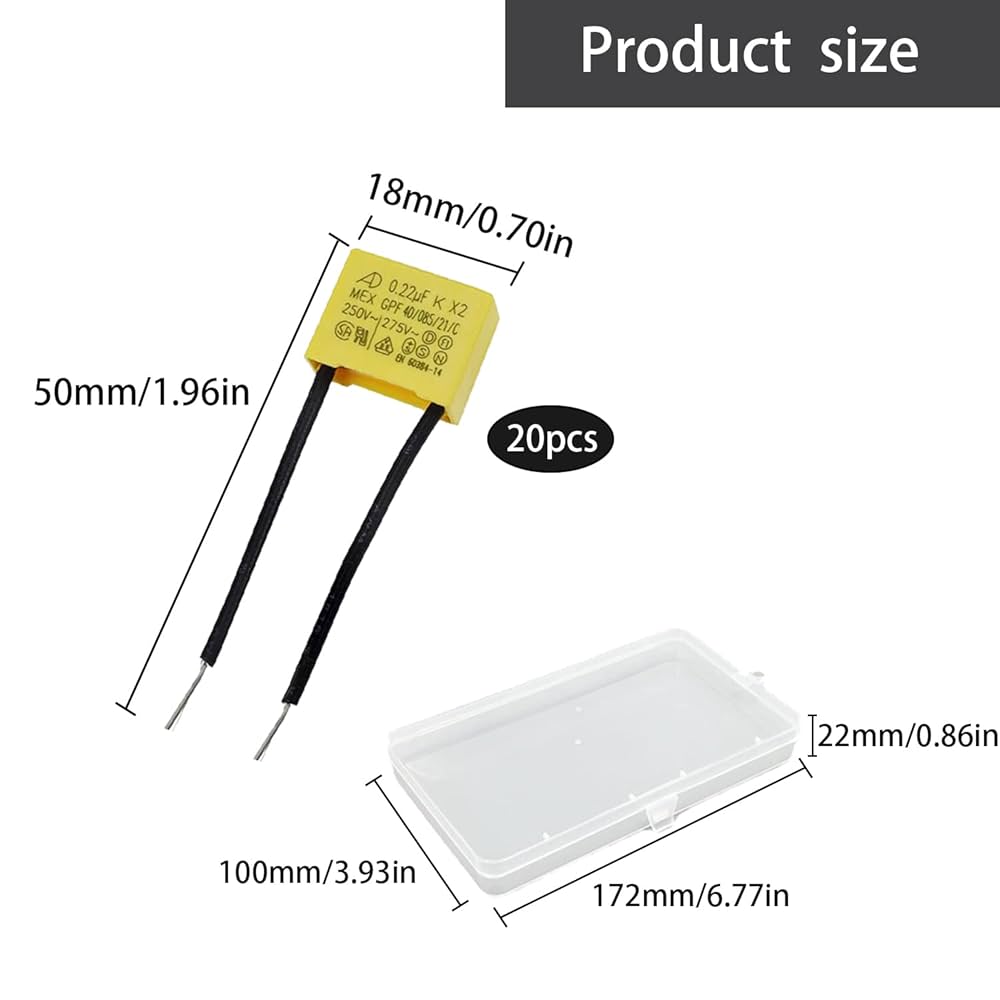 OMIGA 20pcs capacitors 0.22uF 275V X2 safety capacitor