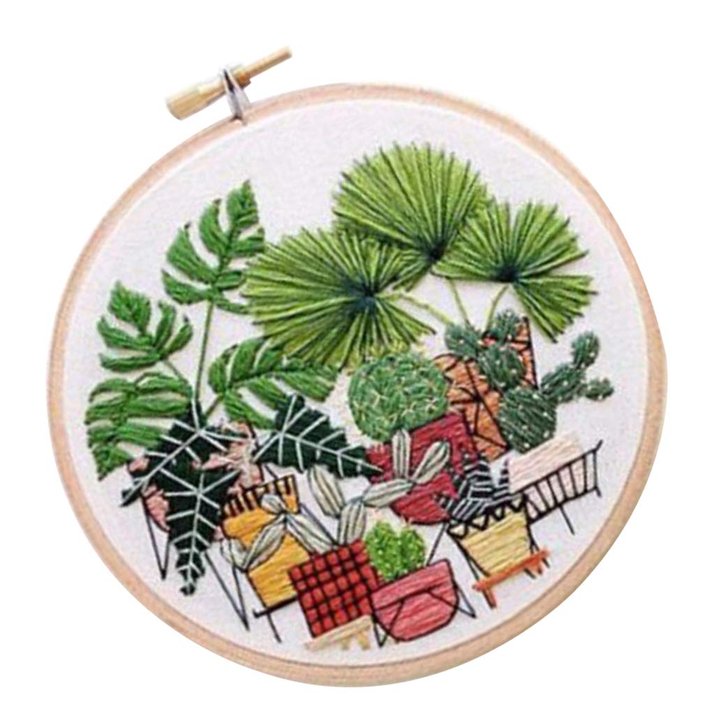 Stamped Embroidery Kit with Pattern Cross Stitch Crafts - Pot Plant EC003